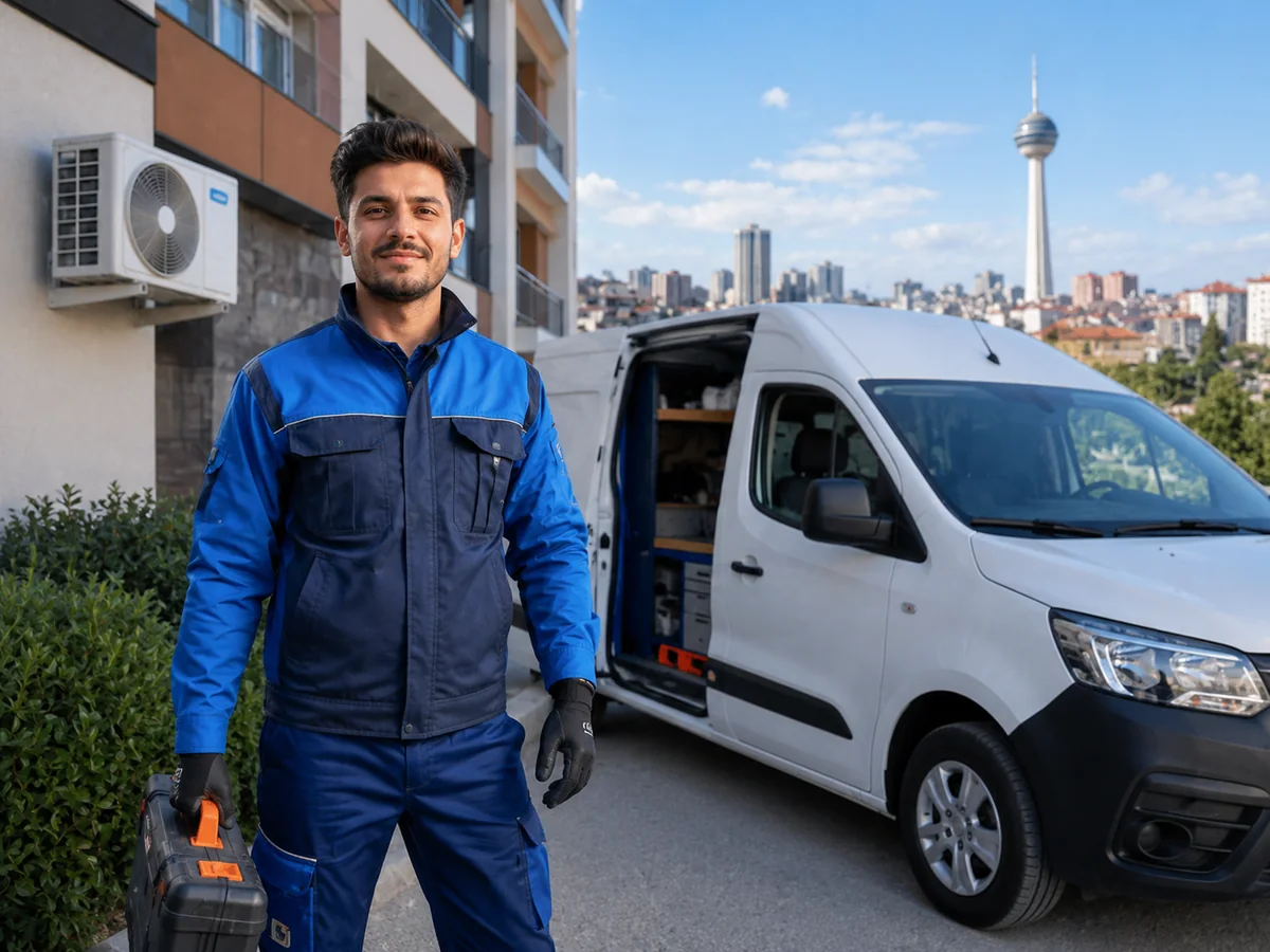 Ankara'da klima teknik servis ekibi ve servis aracı